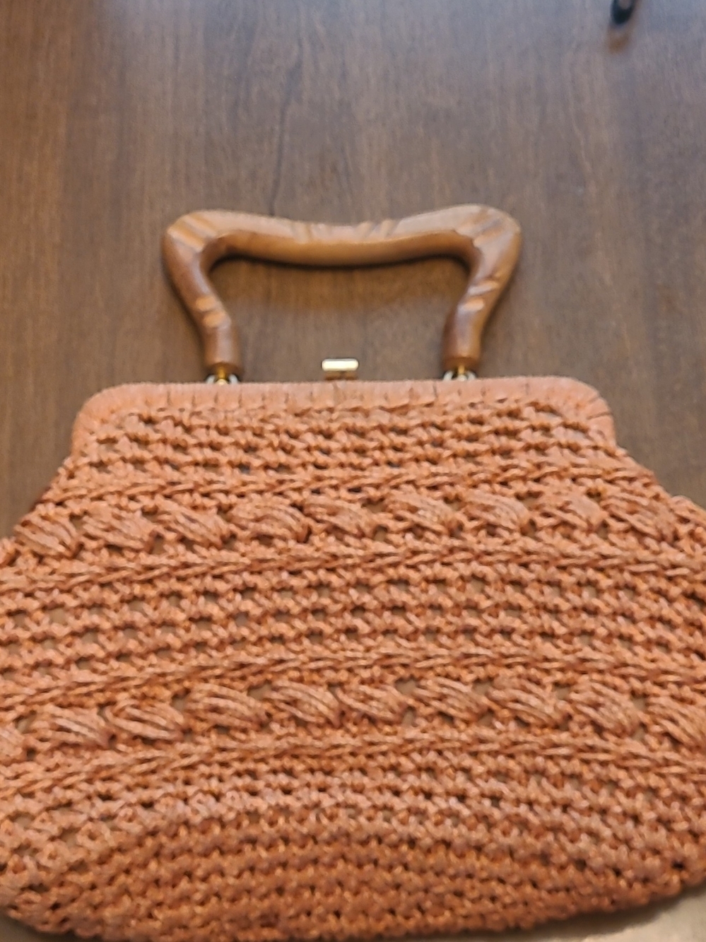 Vintage Woven Straw Top-Handle Bag in Terracotta
